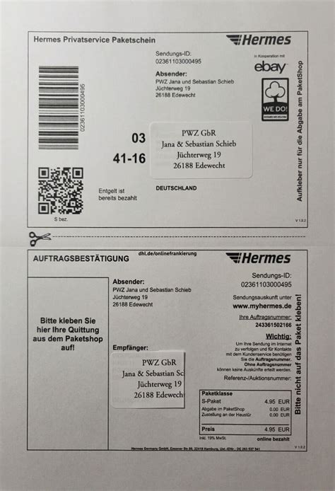hermes versandetikett online kaufen